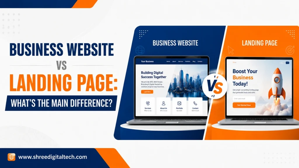 Business Website vs Landing Page: What’s the Main Difference? 2 Business website vs landing page comparison showing the main differences