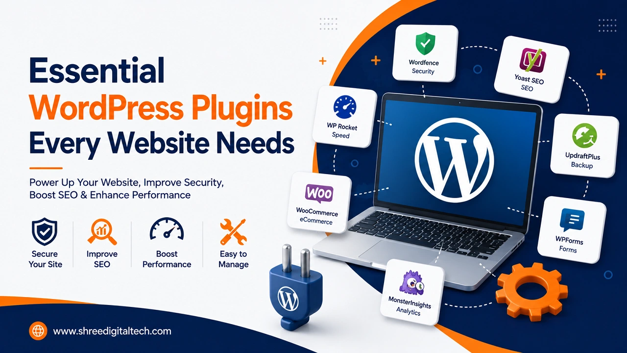 Essential WordPress Plugins Every Website Needs 1 Essential WordPress plugins every website needs for security, SEO, speed, backups, forms, analytics, and eCommerce