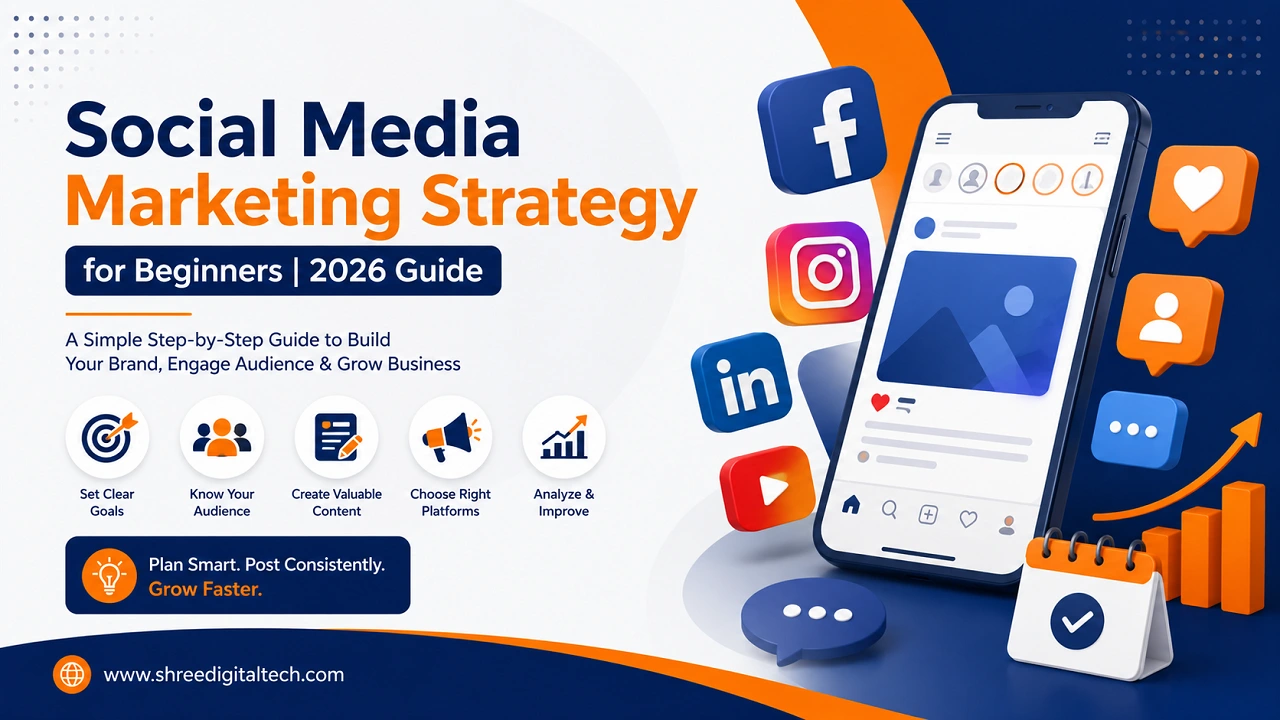 Social Media Marketing Strategy for Beginners | 2026 Guide 1 Social media marketing strategy for beginners covering goals, audience, content, platforms, engagement, and analytics
