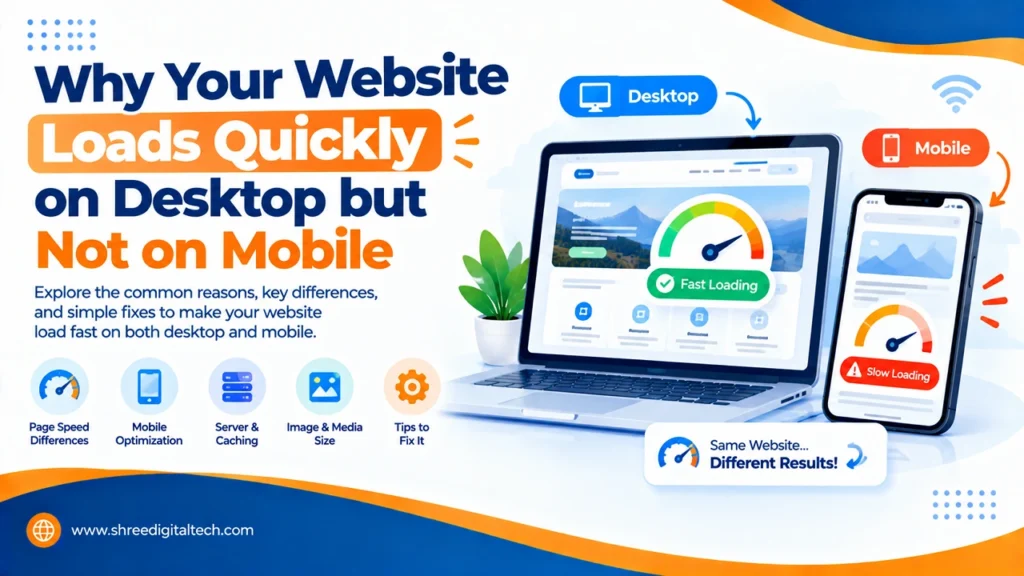 Why a website loads quickly on desktop but slowly on mobile due to image size, server performance, caching, and mobile optimization issues.